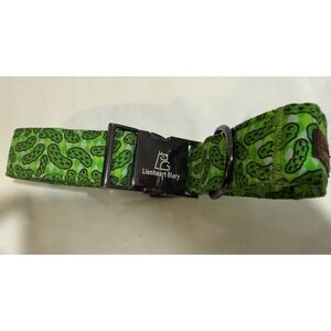 Lionheart Glory Green Pickle Print Dog Collar with Gunmetal Metal Buckle
